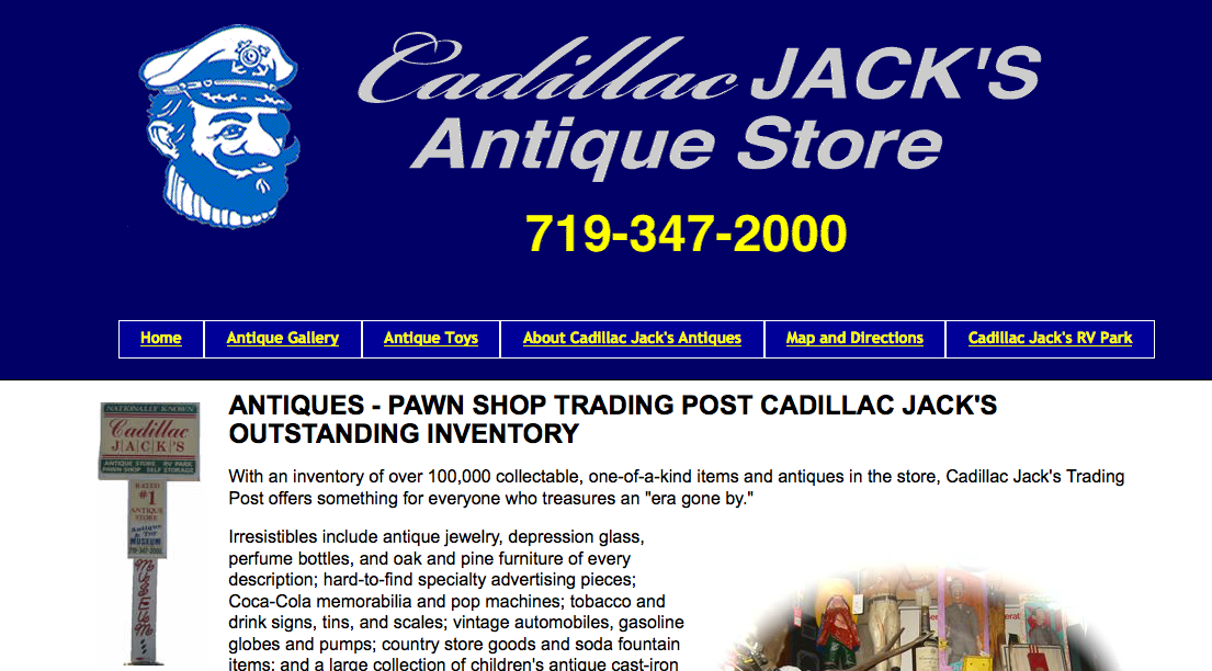 Cadillac Jack's Antiques Website
