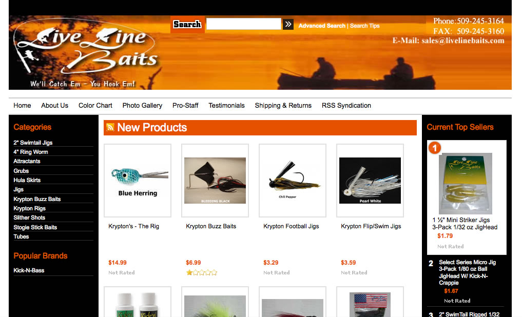 Live Line Baits ecommerce website | livelinebaits.com