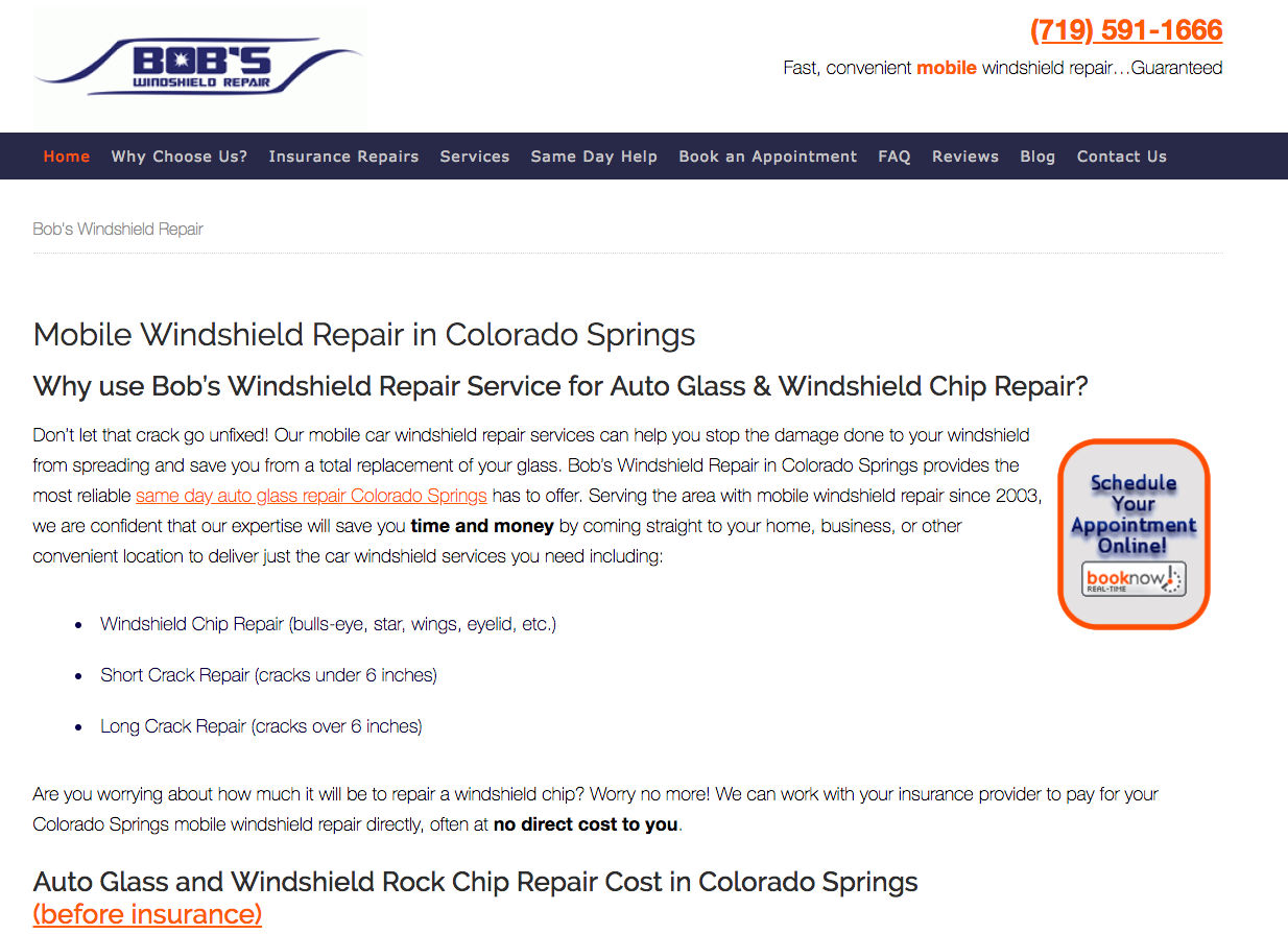 Bob's Windshield Repair Website